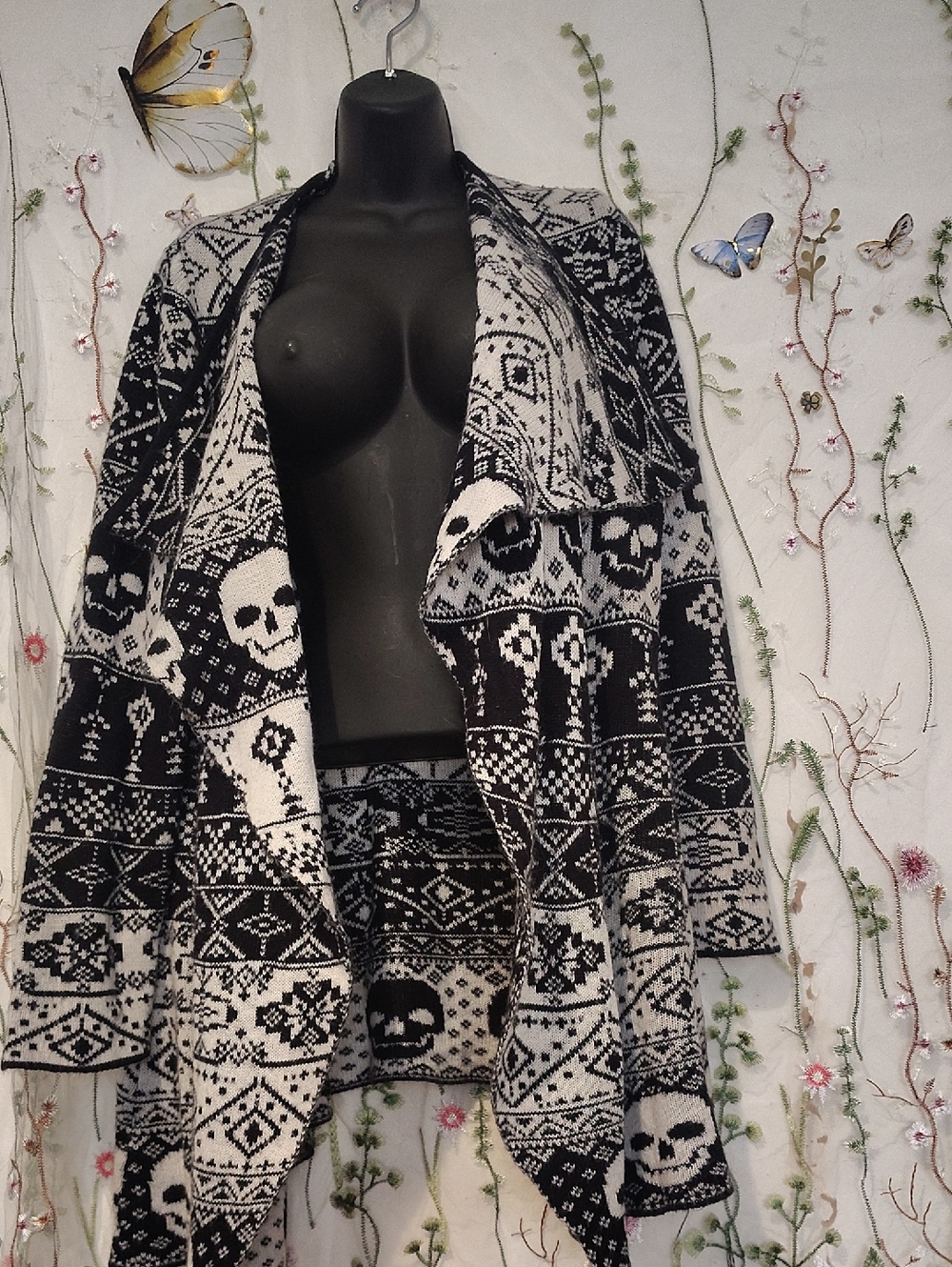 torrid Black and White Skull Open-Front Cardigan
